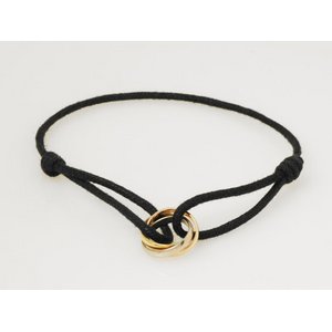 【現品限り】Cartier（カルティエ） トリニティ コットンブレス　黒　替え紐あり 【中古A】