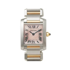 【美品 現品限り】 Cartier ［カルティエ］ タンクフランセーズ　PG/SS　ピンクシェル　クオーツ　レディース 【中古SA】