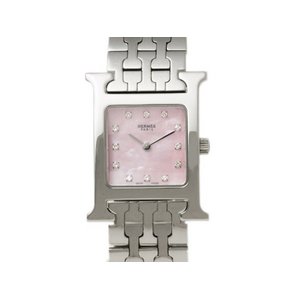 【美品 現品限り】 HERMES ［エルメス］ Hウォッチ　12Pダイヤ　ピンクシェル　HH1.210　クオーツ　レディース 【中古SA】