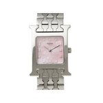【美品 現品限り】 HERMES ［エルメス］ Hウォッチ　12Pダイヤ　ピンクシェル　HH1.210　クオーツ　レディース 【中古SA】