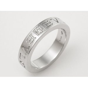 【美品 現品限り】 BVLGARI ［ブルガリ］ ダブルロゴリング　1Pダイヤ　K18WG 【中古SA】