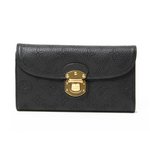 【美品 現品限り】 LOUIS VUITTON ［ルイヴィトン］ マヒナ 3つ折り長財布　ポルトフォイユ・アメリア　黒　ブラック　M95549 【中古A】