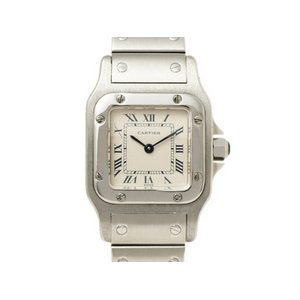 【美品 現品限り】 Cartier ［カルティエ］ サントスガルベSM クォーツ　レディース　白文字盤　旧バックル 【中古A】