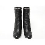 【美品 現品限り】 CHANEL ［シャネル］ ショートブーツ　チェーントリミング　黒　ブラック　#36.5 【中古A】