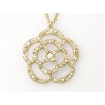 【美品 現品限り】 CHANEL ［シャネル］ ネックレス　カメリア　ラインストーン/パール　ゴールド　A13P　 【新品】