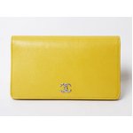 【美品 現品限り】 CHANEL ［シャネル］ ブリリアント　2つ折長財布　レザー型押し　イエロー　A31509  【新品同様】