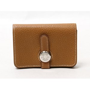 【現品限り】HERMES［エルメス］ ドゴン　カードケース　トゴ　ゴールド　シルバー金具 【中古AB】