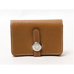 【現品限り】HERMES［エルメス］ ドゴン　カードケース　トゴ　ゴールド　シルバー金具 【中古AB】