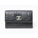 【現品限り】 CHANEL ［シャネル］ カメリア　カードケース　コインケース　黒　ブラック　シルバー金具　A50088  【中古SA】