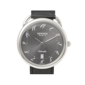 【現品限り】 HERMES ［エルメス］ アルソー　SS/革　自動巻き　グレー文字盤　メンズ　AR4.810 【中古A】