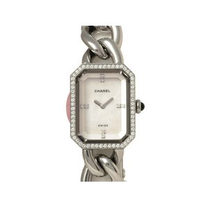 【現品限り】 CHANEL ［シャネル］ プルミエール M ホワイトシェル4Pダイヤ ベゼルダイヤ シルバー クォーツ レディース 【中古A】