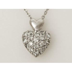 【現品限り】 No Brand ［ノーブランド］ Pt850　ダイヤネックレス　ハート　0.3ct 【中古SA】