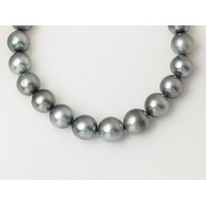 【現品限り】 No Brand ［ノーブランド］ 黒蝶真珠　ロングセミラウンドネックレス　約11〜14.8mm　シルバークラスプ 【中古A】