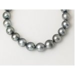 【現品限り】 No Brand ［ノーブランド］ 黒蝶真珠　ロングセミラウンドネックレス　約11〜14.8mm　シルバークラスプ 【中古A】