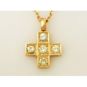【現品限り】 No Brand ［ノーブランド］ K18YG クロスダイヤネックレス　1.54ct 【中古A】