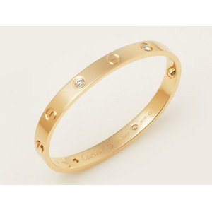 【現品限り】 Cartier ［カルティエ］ ラブブレス　PG　ハーフダイヤ　4Pダイヤ　#16　B6036016 【中古SA】
