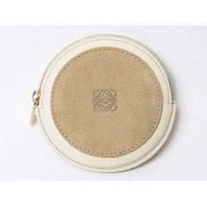 【現品限り】 Loewe ［ロエベ］ コインケース　アイボリー/ベージュ　レザー/スエード 【中古SA】