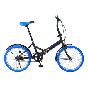 20インチ折畳自転車カラータイヤモデル ブラック×ブルー 通販 --- 好評