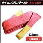 荷揚げ ロープ 吊上げナイロンスリングベルト125mm×1m レッド
