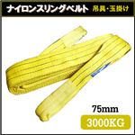 荷揚げ ロープ 吊上げナイロンスリングベルト75mm×2m イエロー