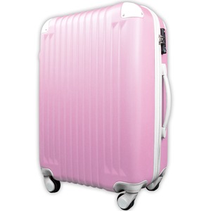 スーツケース/キャリーバッグ 【Sサイズ/小型1～3日】 機内可(機内持ち込み) TSA搭載 軽量 ファスナー ピンク×ホワイト(白) - 拡大画像