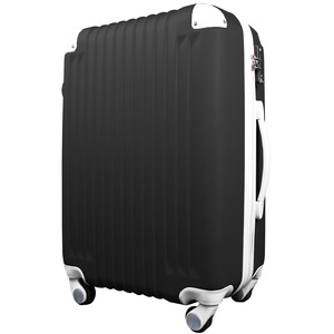 スーツケース/キャリーバッグ 【Sサイズ/小型1～3日】 機内可(機内持ち込み) TSA搭載 軽量 ファスナー ブラック(黒)×ホワイト(白) - 拡大画像