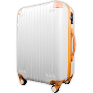 スーツケース/キャリーバッグ 【Sサイズ/小型1～3日】 機内可(機内持ち込み) TSA搭載 軽量 ファスナー ホワイト(白)×オレンジ - 拡大画像