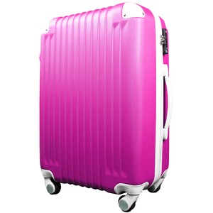 スーツケース/キャリーバッグ 【Sサイズ/小型1～3日】 機内可(機内持ち込み) TSA搭載 軽量 ファスナー ショッキングピンク×ホワイト(白) - 拡大画像