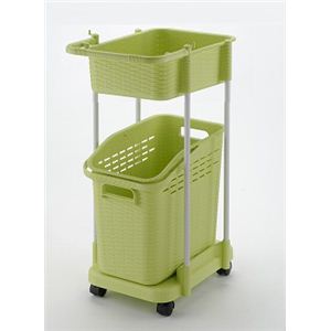 リッチェル ランドリーメイト 2段バスケット グリーン - 拡大画像