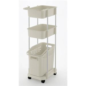 リッチェル ランドリーメイト 3段バスケット ホワイト - 拡大画像