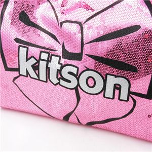 kitson(キットソン) スパンコールバッグ リボンプリント SEQUIN BOW TOTE Pink×Black