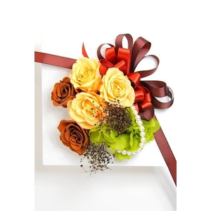 プリザーブドアレンジ「モダンフレームオレンジ」