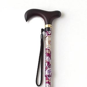 kind ware（カインドウェア） 伸縮折りたたみ杖 とってもステッキ 花柄 88cmタイプ ワイン - 拡大画像