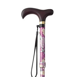 kind ware（カインドウェア） 伸縮折りたたみ杖 とってもステッキ 花柄 88cmタイプ ピンク - 拡大画像