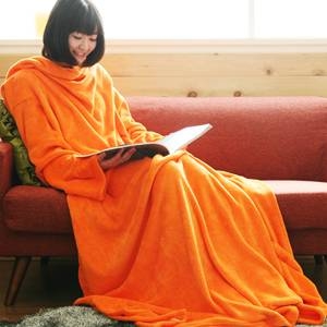 着るふわふわルームブランケット マイクロファイバー オレンジ - 拡大画像