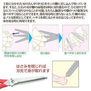 3枚刃ハサミ「カニざんまい」(蟹用ハサミ) ステンレス鋼刃 日本製 3枚刃ハサミ「カニざんまい」(蟹用ハサミ) ステンレス鋼刃 日本製