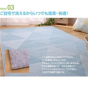 接触冷感-2℃ 涼感ラグ アイスベルク(防ダニ・抗菌・接触冷感・手洗い可) 130×190cm ブルー 日本製 接触冷感-2℃ 涼感ラグ アイスベルク(防ダニ・抗菌・接触冷感・手洗い可) 130×190cm ブルー 日本製