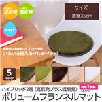 ハイブリッド2層（高反発プラス低反発） ボリューム フランネルマット LM-101（直径35cm）同色2枚組 ベージュ