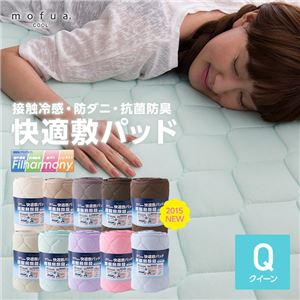 mofua cool 接触冷感・防ダニ・抗菌防臭快適敷パッド（東洋紡フィルハーモニィ（R） わた使用） クイーン ミント