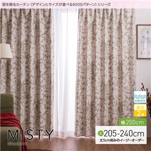 窓を飾るカーテン（デザインとサイズが選べる8000パターン）モダン MISTY（ミスティ） 遮光2級 形態安定 （AL） 幅200cm×丈205cm（1枚） ベージュ - 拡大画像