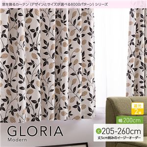 窓を飾るカーテン（デザインとサイズが選べる8000パターン）モダン GLORIA（グロリア） 遮光2級 （AL） 幅200cm×丈205cm（1枚） ブラウン - 拡大画像