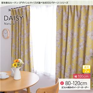 窓を飾るカーテン（デザインとサイズが選べる8000パターン）ナチュラル DAISY（デイジー） 遮光2級 （AL） 幅100cm×丈80cm（2枚組） ピンク - 拡大画像