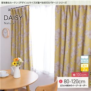 窓を飾るカーテン（デザインとサイズが選べる8000パターン）ナチュラル DAISY（デイジー） 遮光2級 形態安定 （AL） 幅100cm×丈80cm（2枚組） ピンク - 拡大画像