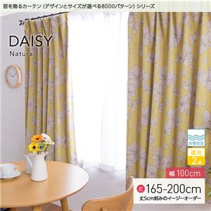 窓を飾るカーテン（デザインとサイズが選べる8000パターン）ナチュラル DAISY（デイジー） 遮光2級 形態安定 （AL） 幅100cm×丈165cm（2枚組） ピンク - 拡大画像