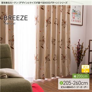 窓を飾るカーテン（デザインとサイズが選べる8000パターン）ナチュラル BREEZE（ブリーゼ） 遮光2級 （AL） 幅200cm×丈250cm（1枚） ベージュ - 拡大画像