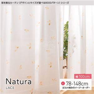 窓を飾るカーテン（デザインとサイズが選べる8000パターン）Natura（ナチュラ）レースカーテン （MZ） 幅100cm×丈78cm（2枚組） ベージュ - 拡大画像