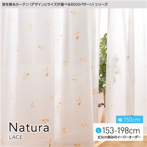 窓を飾るカーテン（デザインとサイズが選べる8000パターン）Natura（ナチュラ）レースカーテン （MZ） 幅150cm×丈153cm（2枚組） ベージュ - 拡大画像