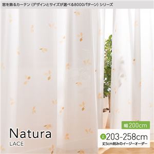 窓を飾るカーテン（デザインとサイズが選べる8000パターン）Natura（ナチュラ）レースカーテン （MZ） 幅200cm×丈203cm（1枚） ベージュ - 拡大画像
