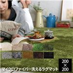 EXマイクロファイバー洗えるラグマット 200×200cm モーブ