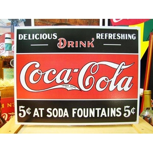アメリカンブリキ看板 コカコーラ 5セントの源泉